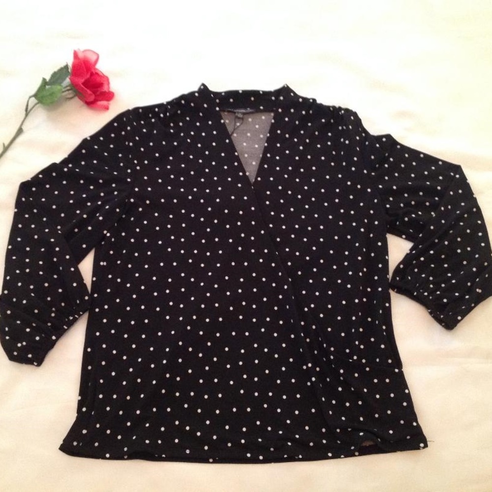 SALE NWT Adrianna Papell Black w/White Dots Blouse